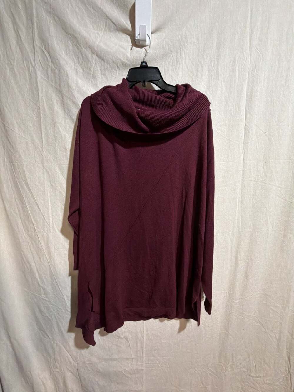 Cato Established 1946 Plus Size 18/20W Cowl Neck Asymmetrical Hem Sweater Burgun
